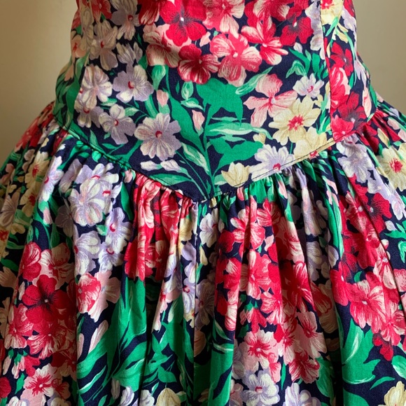 Vintage 80s Cottage Core Floral Extravaganza Midi Dress Sustainable Fashion - Picture 8 of 9
